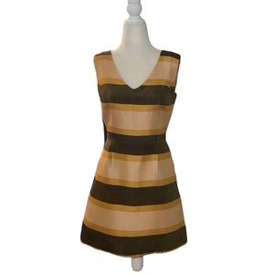 FOSSIL Dress Mini Sheath Size 2 striped yellow/ brown